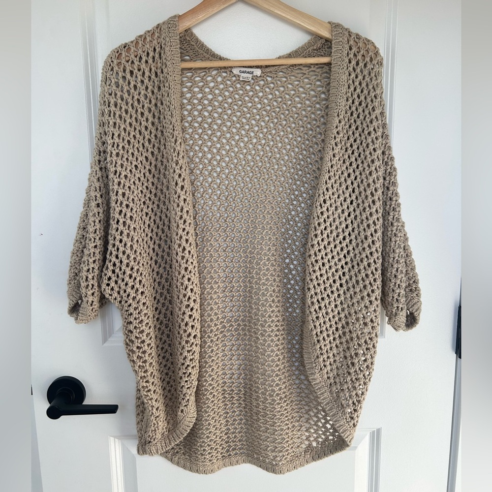 Garage Open Knit Beige Cardigan